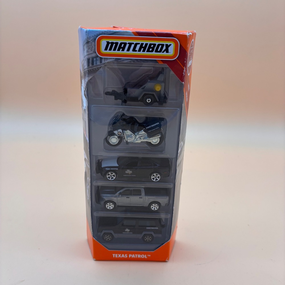 Matchbox Texas Patrol 5-Pack Die-Cast Cars State Trooper Police Ram Jeep FMV35